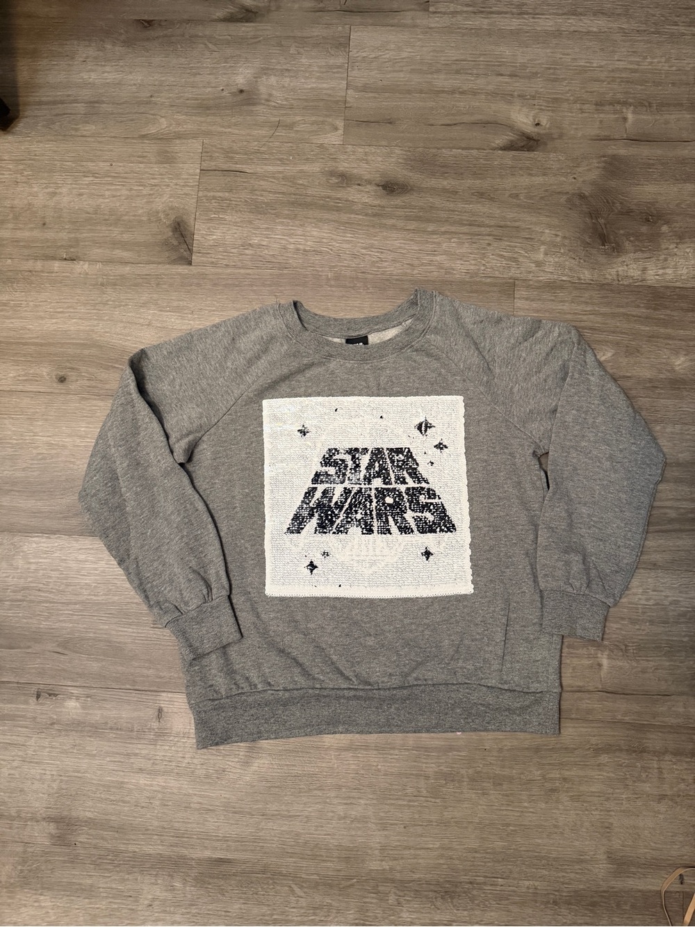 Star Wars Gray Crewneck Sweater with Reversible Sequin Logo